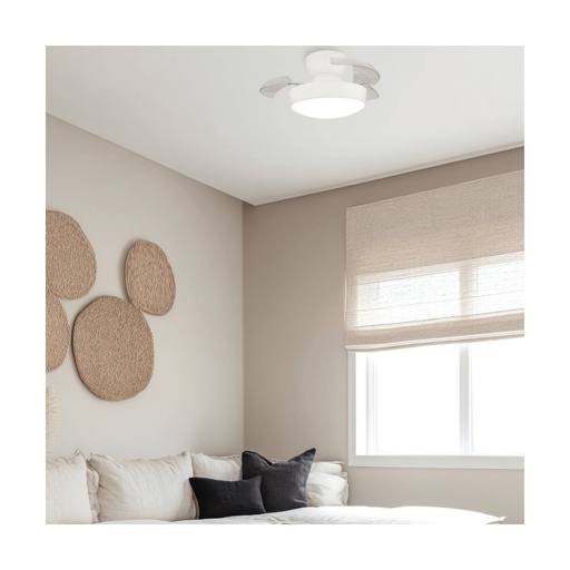 [W4L853253] CEILING FAN WITH LED LIGHT 20W 3000K-4000K-6500K WHITE MATT METAL - TRANSPARENT POLYCARBONATE BLADES