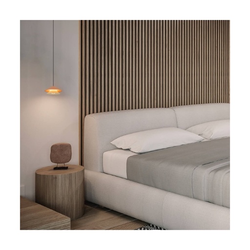 [W4L853267] PENDANT LED LIGHT 9W SANDY BLACK BASE - BEIGE RED SHADE - OYSTER WHITE ELECTROPLATE