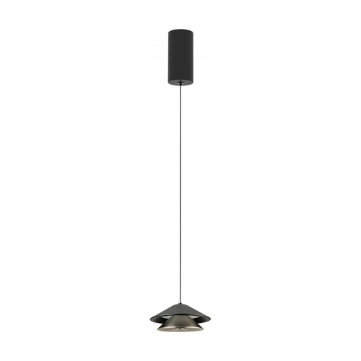 [W4L853269] PENDANT LED LIGHT 9W SANDY BLACK BASE - SANDY BLACK SHADE - BRUSHED NICKEL ELECTROPLATE