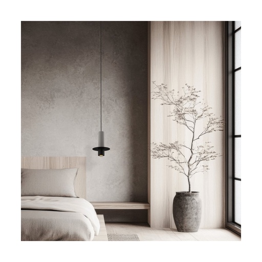 [W4L853293] PENDANT LED LIGHT 6W 3000K BLACK METAL - CONCRETE