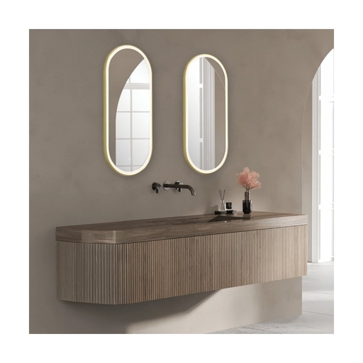 [W4L853301] MIRROR WITH LED LIGHT 18W 3000K-4000K TOUCH DIMMING SWITCH ANODIZED GOLD IP44
