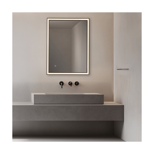 [W4L853307] MIRROR WITH LED LIGHT 23W 3000K-4000K RECTANGLE TOUCH DIMMING SWITCH BLACK MATT IP44 