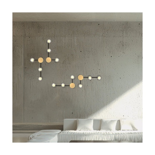 [W4L853329] WALL LIGHT 3xG9 MAX 7W SANDY BLACK - GOLD MATT - SMOKED GLASS