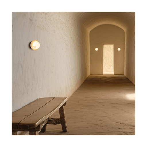[W4L853333] WALL LIGHT 1xG9 LED MAX 5W NATURAL STONE - BROWN WOOD - OPAL GLASS