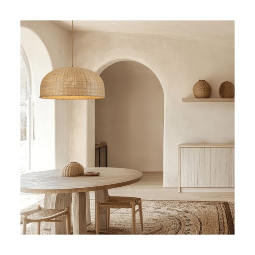 [W4L853348] PENDANT LIGHT 1xE27 MAX 40W NATURAL RATTAN - BROWN BEIGE METAL