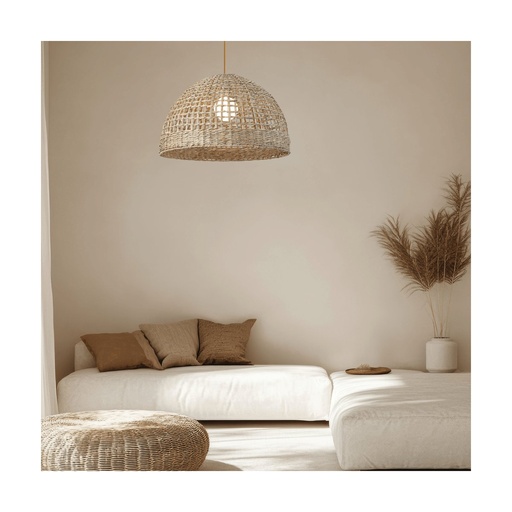 [W4L853349] PENDANT LIGHT 1xE27 MAX 40W NATURAL SEAWEED- BROWN BEIGE METAL