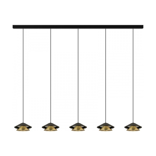 [W4L853358] PENDANT LED LINE LIGHT 45W 3000K BLACK BASE - SANDY BLACK SHADE - BRUSHED GOLD ELECTROPLATE