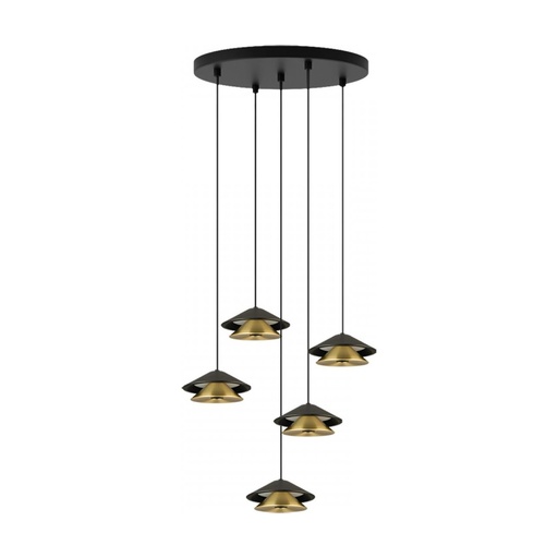 [W4L853359] PENDANT LED LIGHT 45W 3000K BLACK BASE - SANDY BLACK SHADE - BRUSHED GOLD ELECTROPLATE