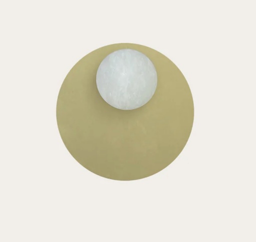 [W4L876451] Royal Wall Eclipse - Matte polished brass base and disc, and alabaster sphere