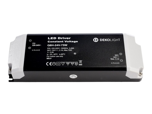 [W4L882758] Deko-Light, Power supply unit (CV, DC), BASIC, CV, Q8H-24-75 W, Constant voltage, 75.0 W, Rated Input Voltage: 220-240 V/AC, Output Voltage: 24 V/DC, IP 20